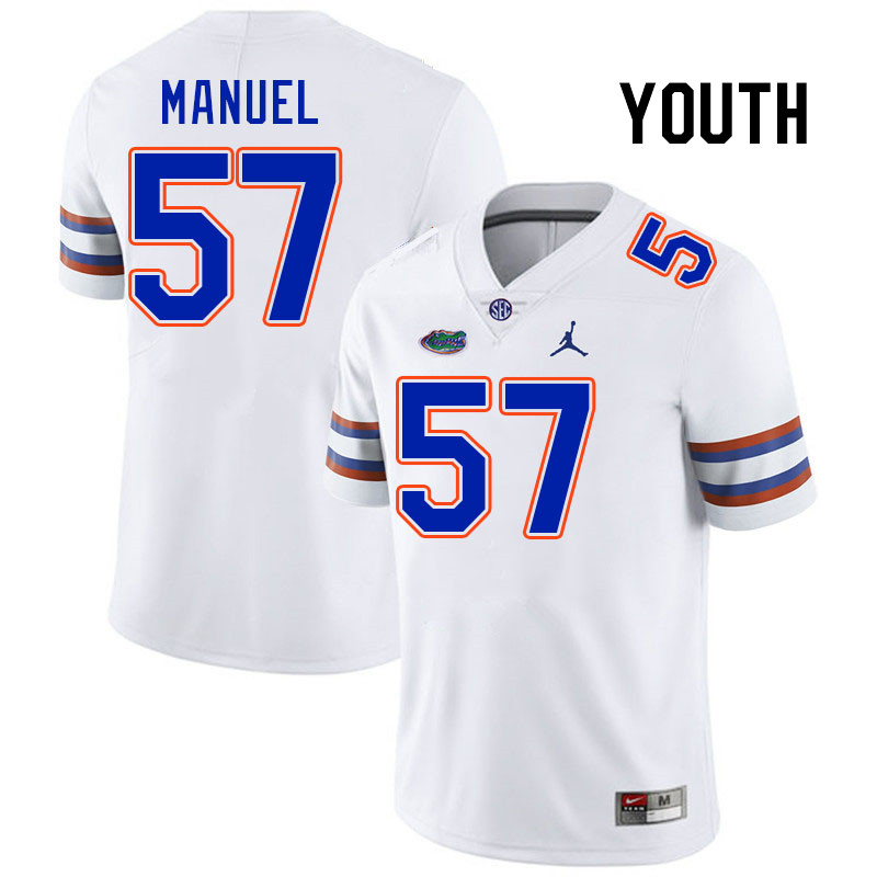 Youth #57 Devon Manuel Florida Gators College Football Jerseys Stitched-White